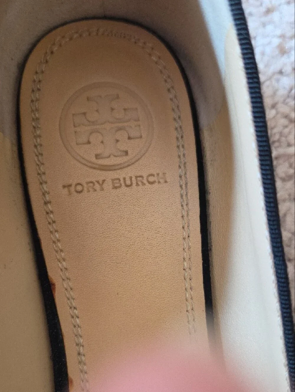 Tory Burch Black Pointed Toe Crystal Bow Flats